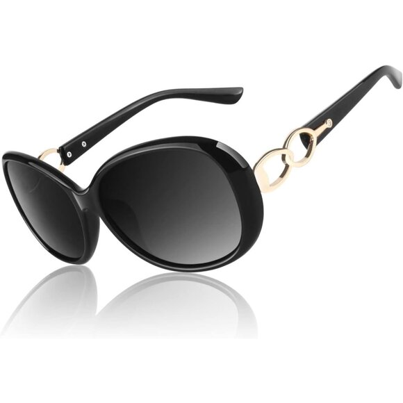 🆕 Women Black Trendy Oversized Sunglasses Ladies Polarized Big Frame Shades - Picture 1 of 6